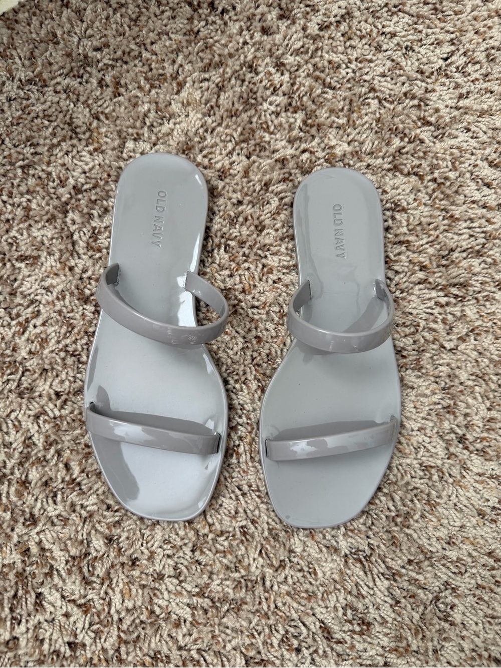Old Navy Women's Light Grey Double-Strap Slide Sandals
